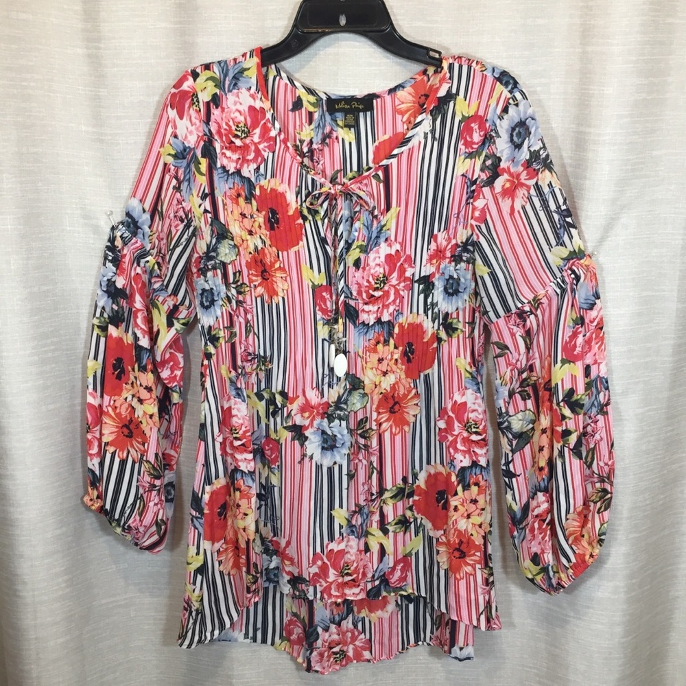 Melissa Paige Floral Boho Long Sleeve Blouse sz M